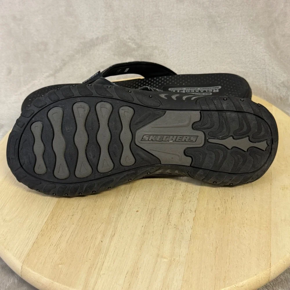 Skechers Relaxed Fit 360 Memory Foam Black Thong Sandals Mens 10 56219SA